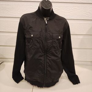 Michael Kors Sweatshirt Zipped Jacket Women's Medium Black 2 Upper Patch Pockets